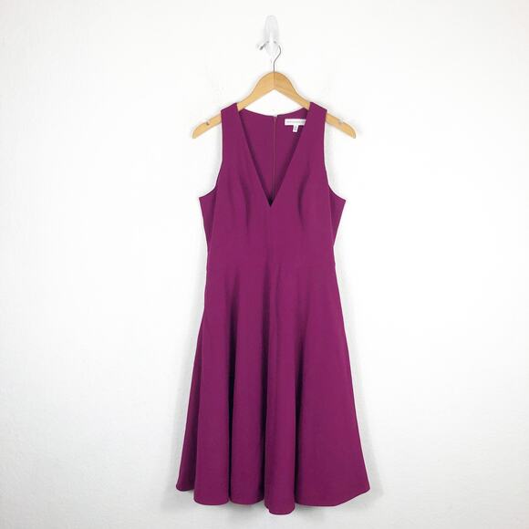 NWOT Dress The Population Catalina Fit & Flare Cocktail Dress Large Magenta Chic - Picture 3 of 13